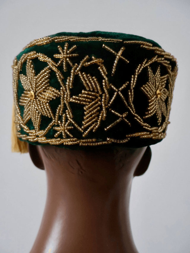 Velvet Beaded Cap | Green - Ziagu 