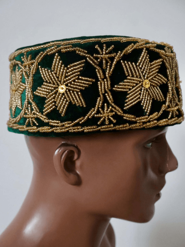 Velvet Beaded Cap | Green - Ziagu 