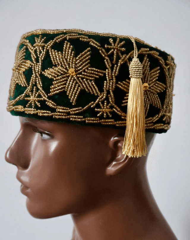 Velvet Beaded Cap | Green - Ziagu 