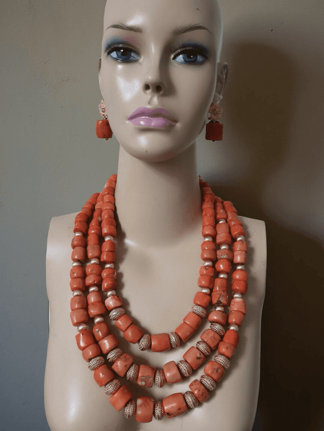 Authentic Coral Bead Necklace and Earring Set | Ziagu