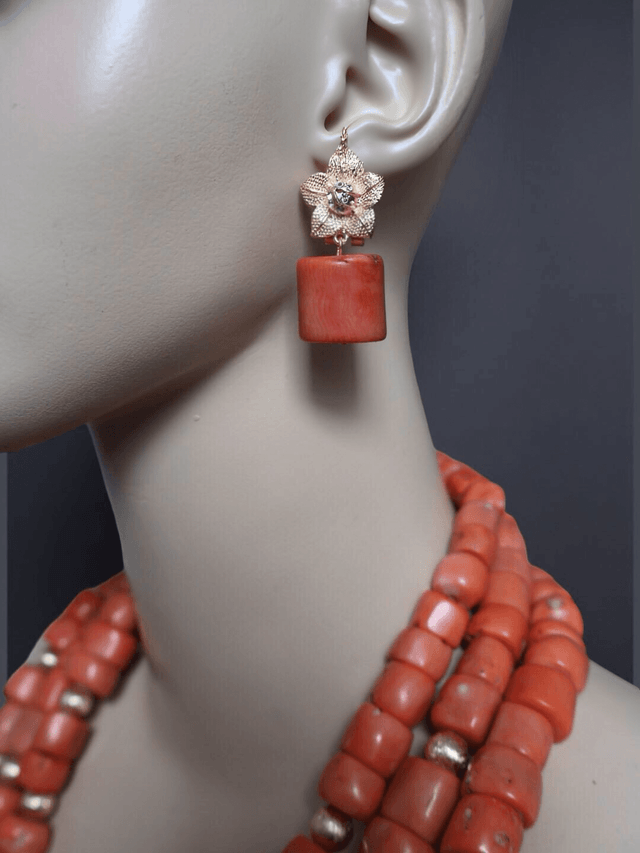 Authentic Coral Bead Necklace and Earring Set | Ziagu