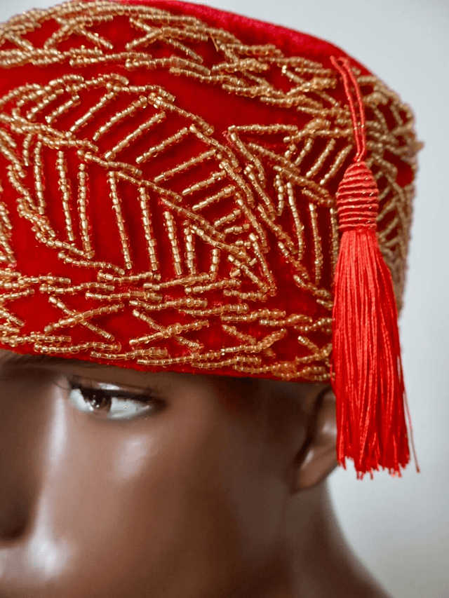 Velvet Beaded Cap | Red - Ziagu