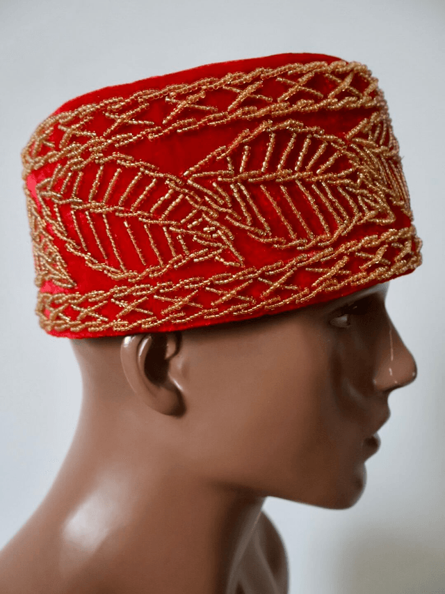 Velvet Beaded Cap | Red - Ziagu
